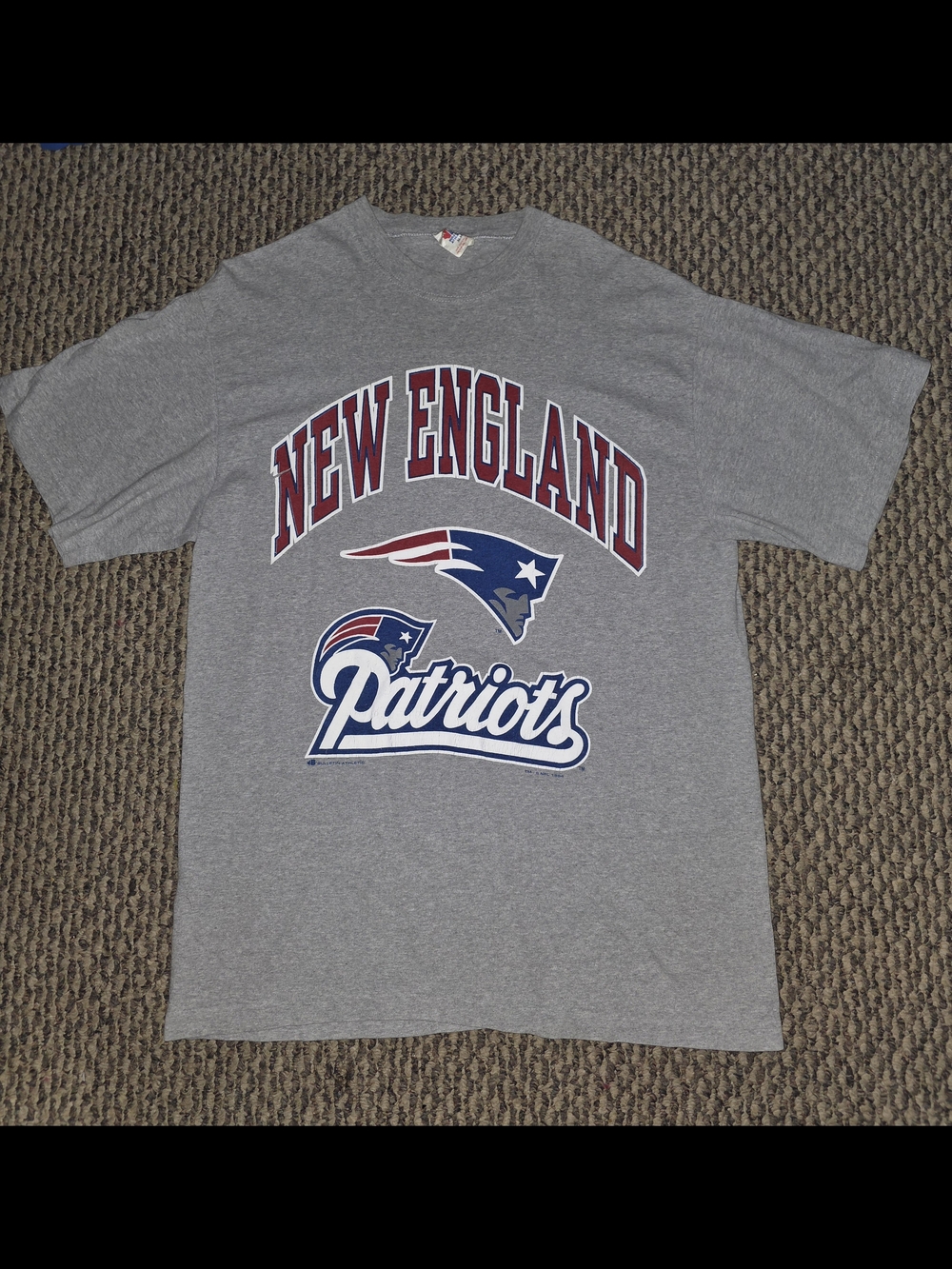 Vintage Bulletin New England Patriots Grey Graphic Tee